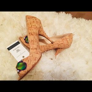 Oscar de la Renta beaded cork heels * pumps *   6